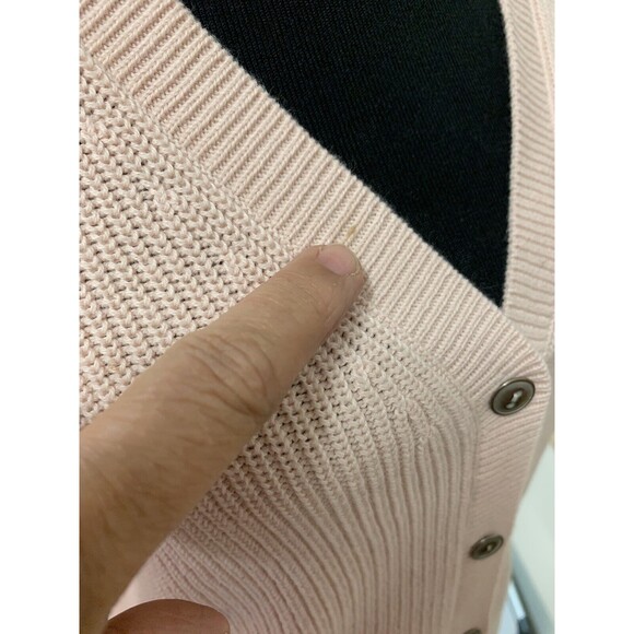 CABI Eliza Lace Up Light Pink Sweater Cardigan Size Medium Style 3357 V Neck - Picture 14 of 14